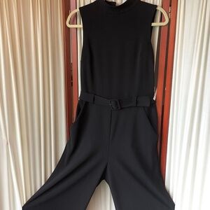 Express Women’s Black Sleeveless Jumpsuit Belted Wide Leg Size Medium